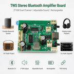 DC 3.7-5V TWS Stereo Bluetooth Power Amplifier Board Dual Channel High Sound Quality 2x10W Output Sound Module Supports Charging