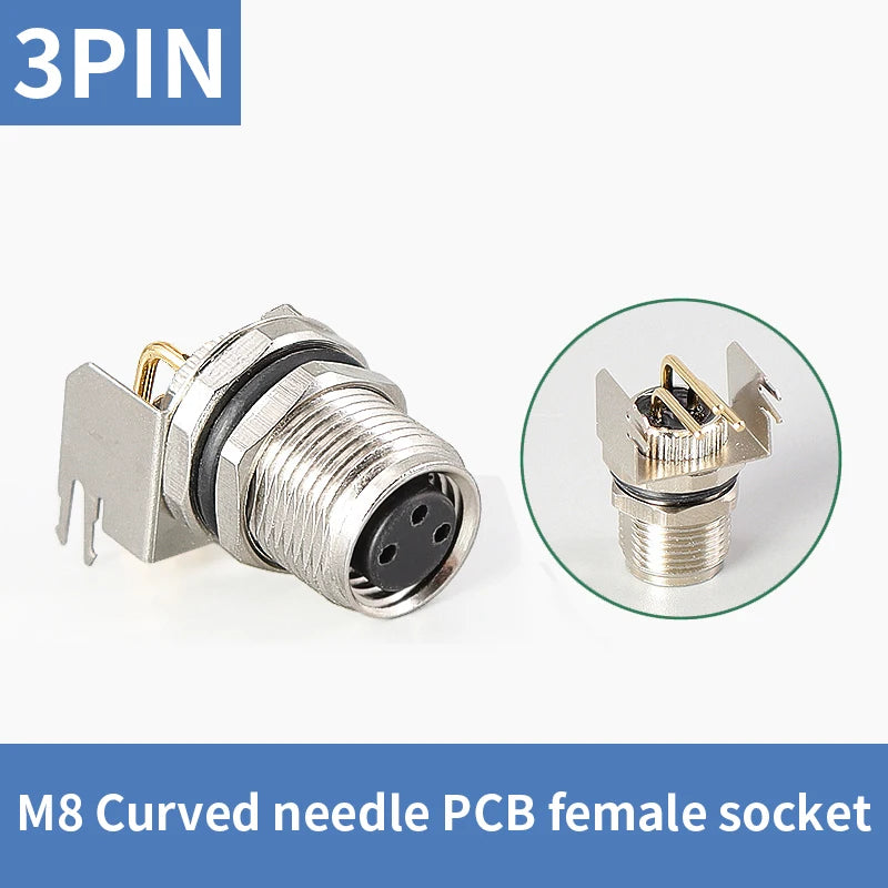 5/10 PCS M8 Male/Female Curved Straight Jack Socket 3 4 5 6 8 Pin Solder IP67/68 Waterproof PCB Panel Connector