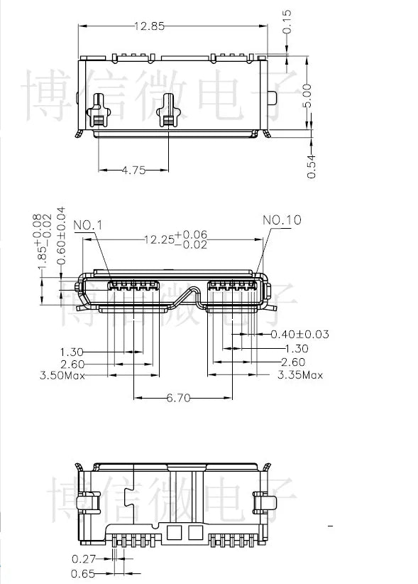 5PCS Micro USB 3.0 B Type DIP Female Socket DIP2 10pin USB Connector for Samsung Mobile Hard Disk Drives Data Interface