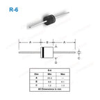 100% Original Genuine 20 Pcs 6A4 6A10 10A10 R-6 6A 10A 400V 1000V Electronic High Power Axial Silicon Rectifier Diode