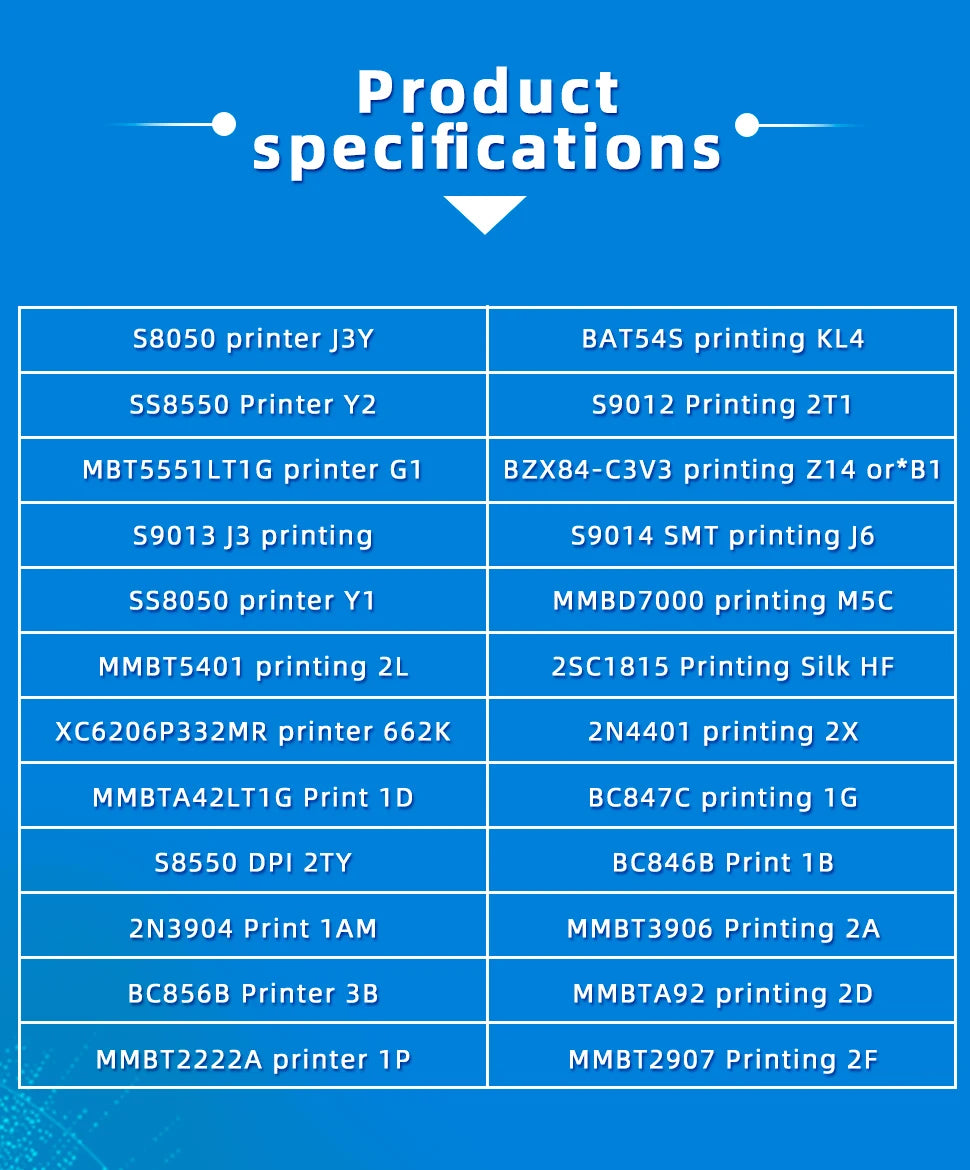50PCS S8050 SS8550 2N4401 Printed J3Y NPN Power Transistor SMD Triode Package SOT23