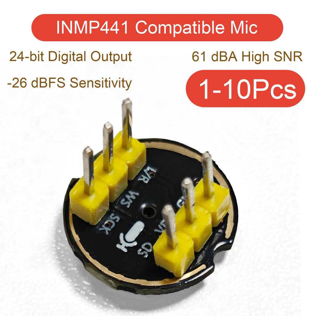 INMP441 Compatible I2S MEMS Microphone Module Omnidirectional 24-bit Digital Output High SNR 61dBA Low Power ESP32 Audio MS3625