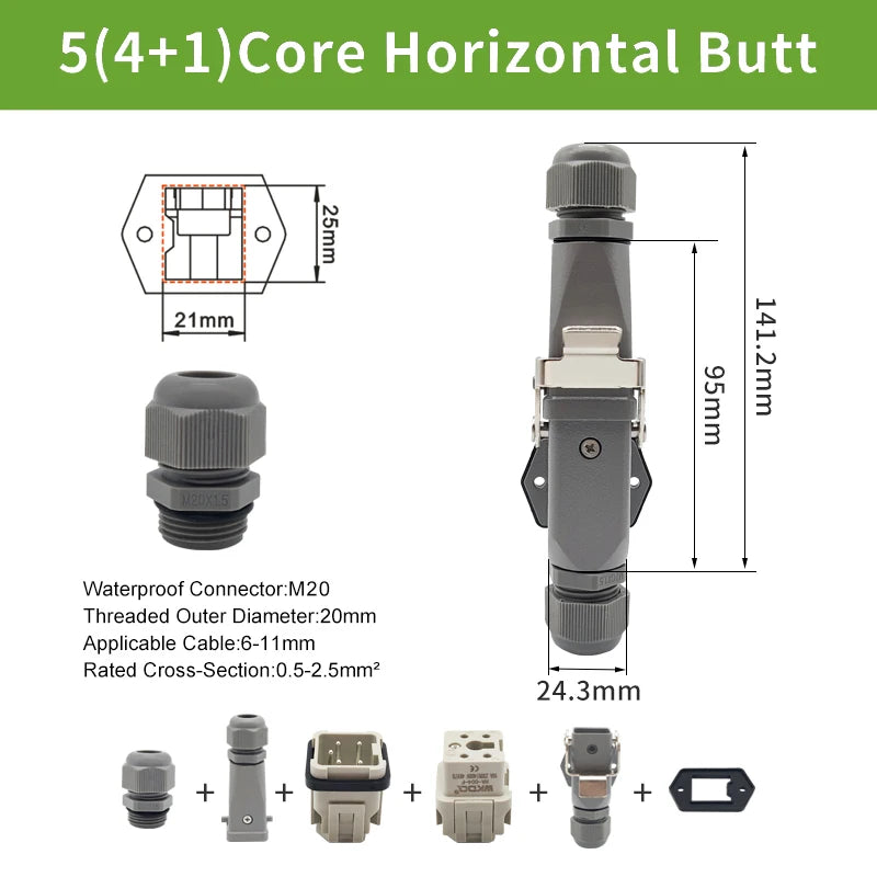 HA Heavy Duty Connector Kit 4/5/6/8 Core Pins Male&Female Insert Plug HDC-HA Rectangular Waterproof Industrial Aviation Socket