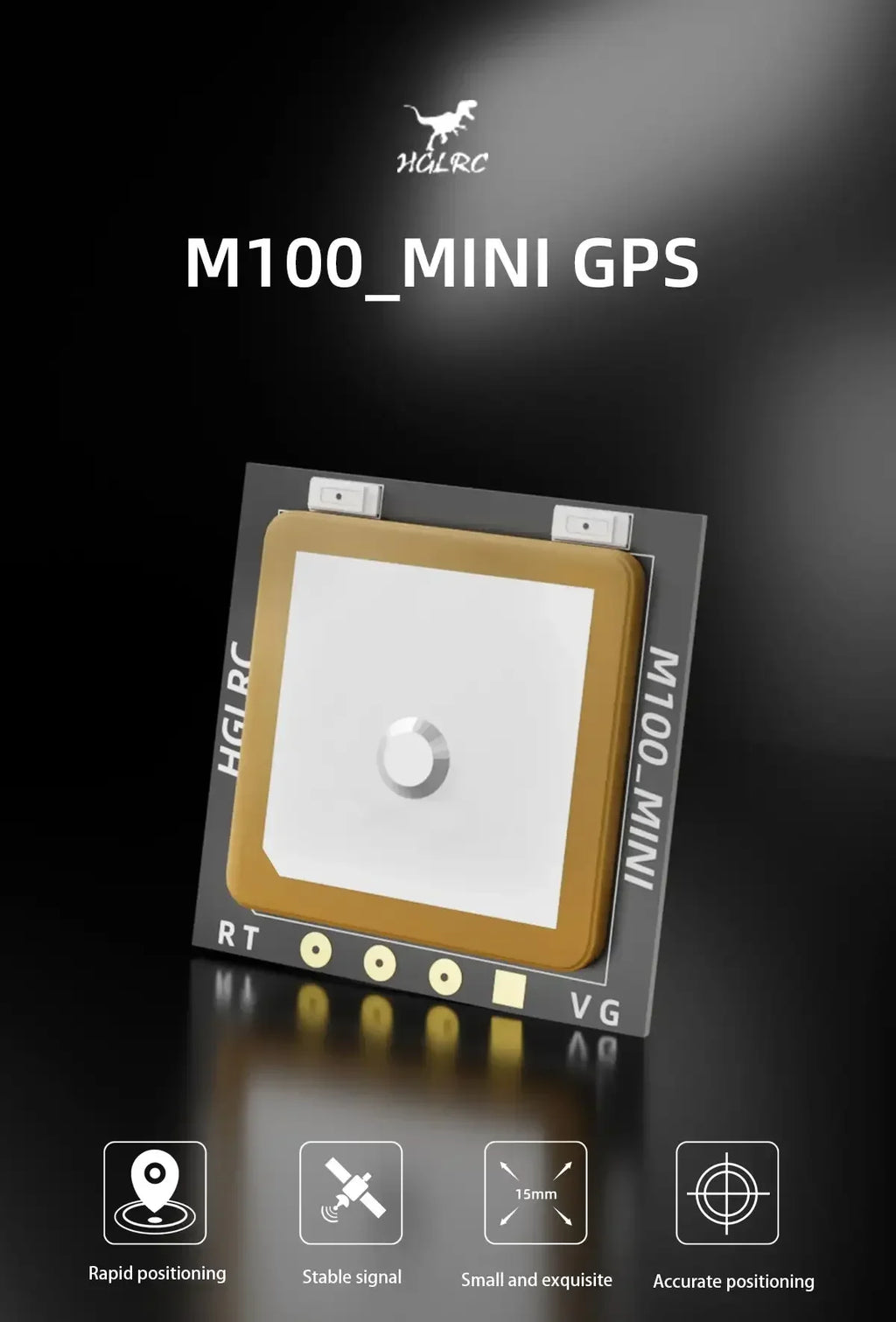 HGLRC M100 MINI GPS Module 15x15x5.2mm 2.6g M10 Chip UBLOX 10Hz For 2-7 Inch Long Range FPV Racing RC Drone Quadcopter DIY Parts