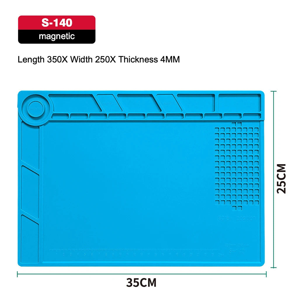 S-140-USA Warehouse Heat Resistant Silicone Soldering Mat Anti-static Insulation Work Pad For Phone Laptop Electronic Repair Maintenance Platform