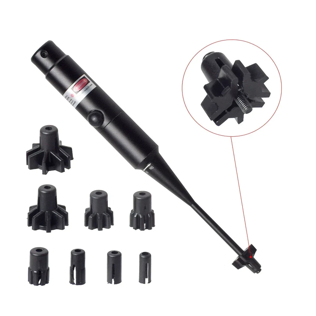 Tactical Red Green Barrel Bore Sight Kit for .177 to .50 Caliber Rifle Handgun Boresighter with Button Switch Airsoft Hunting