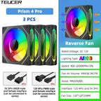 TEUCER Prism4 Forward/Reverse Fans 120MM 5V 3PIN ARGB 12V 4PIN PWM  2000RPM Hydraulic Bearing Design Stable&Quiet For Gamer