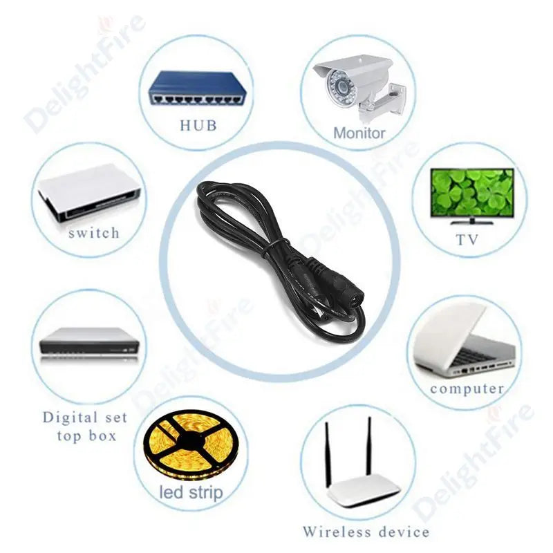 5.5 2.5mm DC Extension Cable 1m 1.5m 2m 3m 5m Jack Plug Connector 5V 12V 24V DC Power Cord For CCTV Camera LED Strip Router