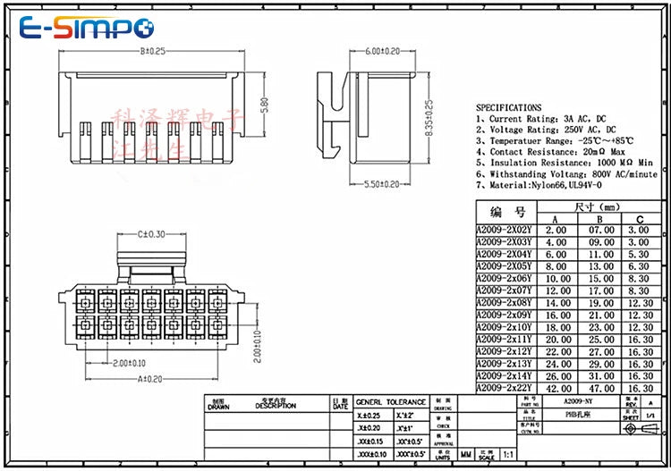 50Pcs Micro Mini PHB 2.0mm Double Row Buckle Plastic Shell 2x2P 2x3P 2x4P 2x5P 2x6P 2x7P 2x8P 2x10P Female Housing Connector