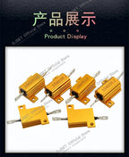 1pcs RX24-10W Golden Aluminum High Power Current Limiting Resistors 0.1 ~ 10K 0.5 1 2 3 5 8 10 20 100 150 200 300 500 1K 5K Ohms