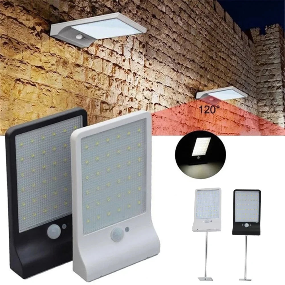 48leds solar street wall lights 450LM 3.5W led solar motion PIR sensor DIM lights Aluminum with pole remote for garden garage