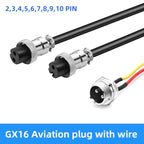 GX16 2/3/4/5/6/7/8/9/10 Pin Aviation Plug Female To Female Connector with Line 50cm~3M 250V 4~7A  Abutment Aviation Socket Wire