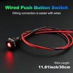 12mm Plastic Push Button Switch IP65 Waterproof 12V 24V Pre-Wired Symbol LED Dash Indicator Switch for Car Marine Boat RV Truck