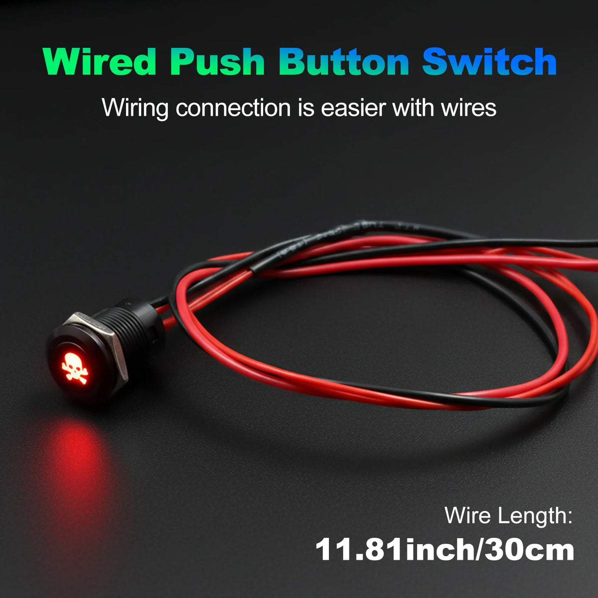12mm Plastic Push Button Switch IP65 Waterproof 12V 24V Pre-Wired Symbol LED Dash Indicator Switch for Car Marine Boat RV Truck