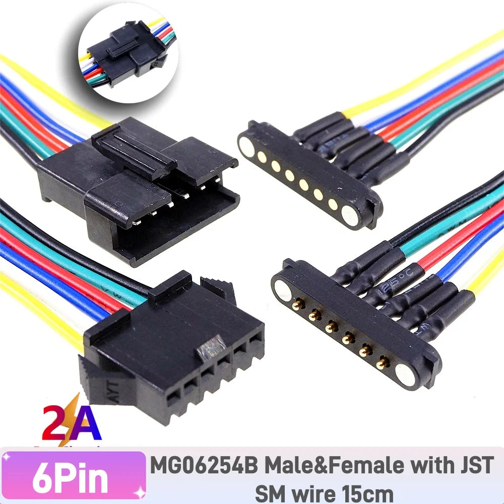 1 Pair 2A Magnetic Pogo Pin JST SM Plug Socket Extend Cable Connector 2 3 4 5 6 Pin Male Female Adapter Led Strip Lamp Driver