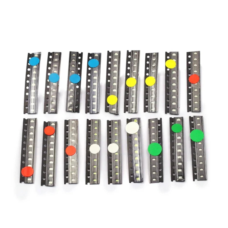 20pcs SMD LED 0402 0603 0805 1206 Red Yellow Blue Green and White Light High Brightness Lamp Bead Light-emitting Diode