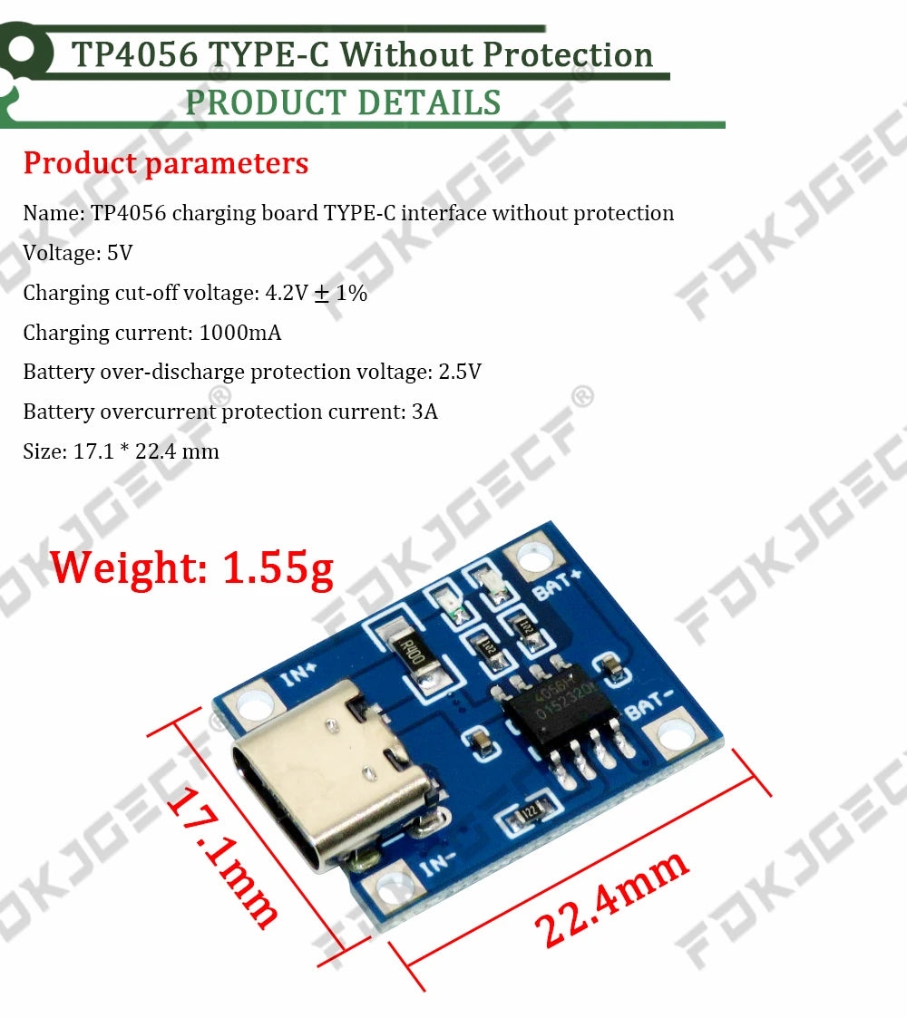 TP4056 With Protection Dual Functions 5V 1A Mini Micro TYPE-C USB 18650 Lithium Battery Charging Board Charger Module 1A Li-ion