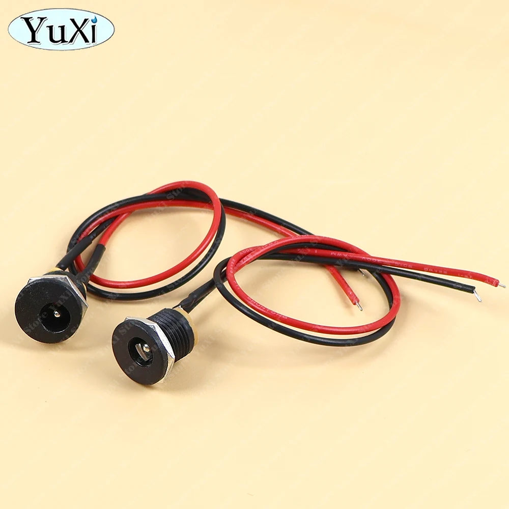 2-20pcs 5.5 X 2.1mm 5.5*2.5mm DC Power Jack Socket Female Panel Mount Connector Port With Cable Cord
