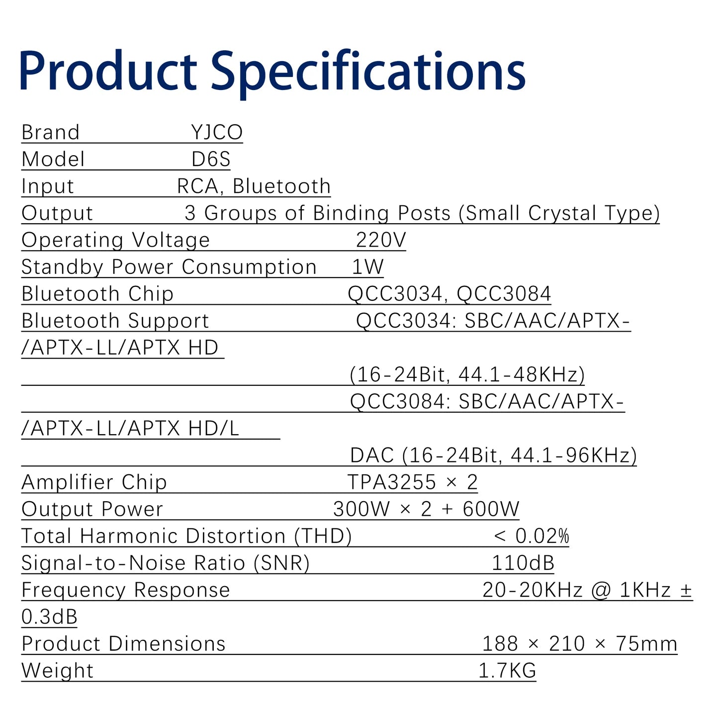 YJCO TPA3255 Bluetooth Power Amplifier 300Wx2+600W 2.1 QCC3034 QCC3084 PCM5102 Decoder LLC Built-in LLC Switching Power Supply
