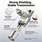 ZoeRax RJ45 Cat8 Cat7 Connector Tool-Free All Metal Ethernet Termination Plug for 22~24AWG CAT8/CAT7/CAT6A Lan Cable