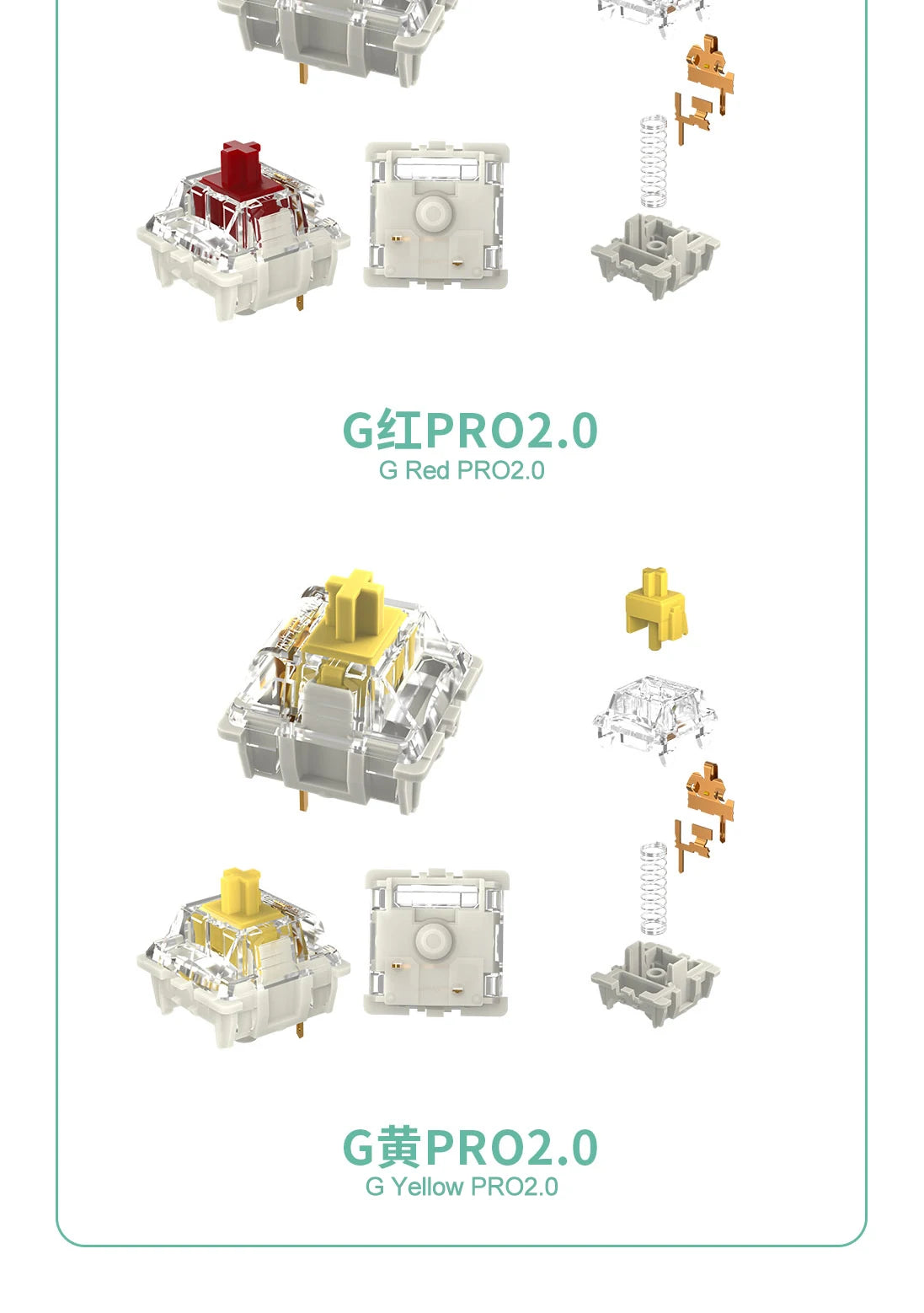 Gateron White Yellow Silver Pro 2.0 V2 Switch 3pin RGB linear Tactile Red Brown Switchs for Hot-swappable Mechanical keyboard