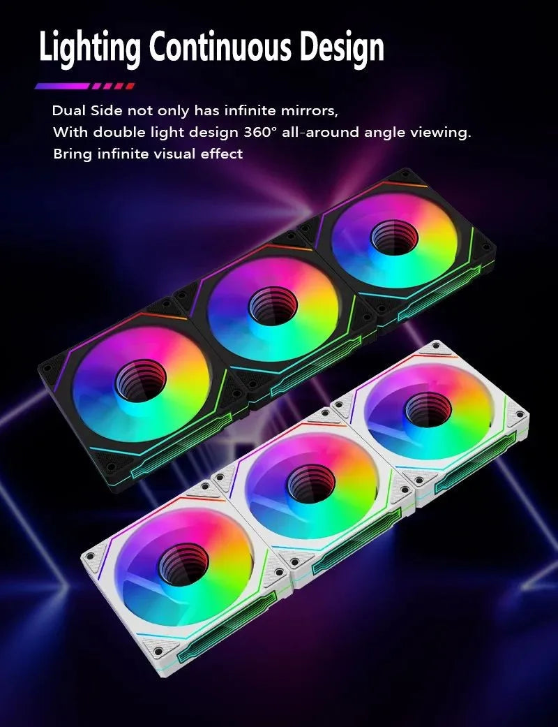 LDPCSJ PRISM 4 PRO 120mm PC Case Fan Equipped with ARGB Controller, 4-Pin PWM Silent Cooling Fan,12V 3Pin Addressable ARGB,45.2CFM High Airflow 600-1500RPM Synchronizable RGB Fan for Gaming Desktop Water Cooling Computer Chas