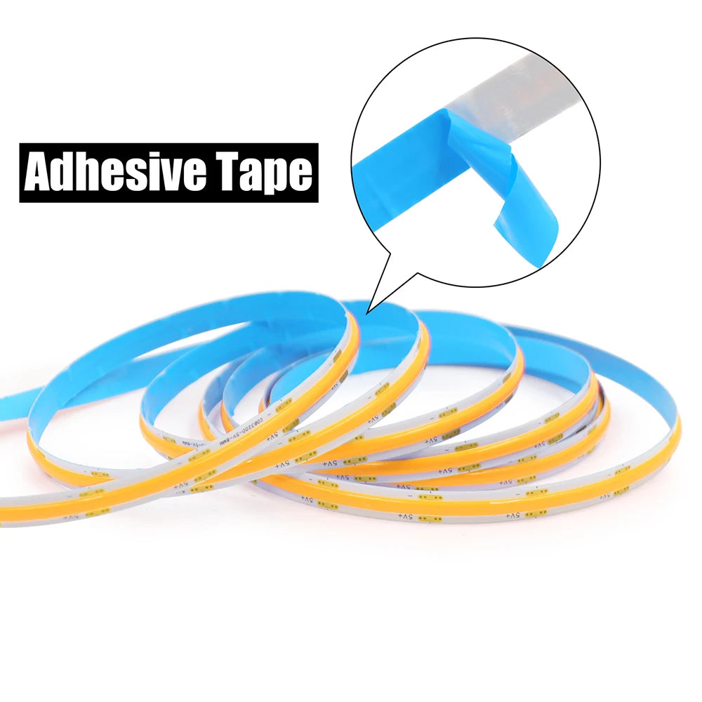 5V USB 3MM 5MM PCB COB LED Strip Light White/Red/Green/Pink/Ice Blue/Yellow TV Backlights DC5V 320Led Flex Night Lamp Home Decor