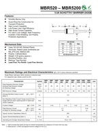 MBR320 MBR340 MBR350 MBR360 MBR3100 MBR3200 MBR5200 MBR5250 20PCS DO-201AD Schottky Barrier Rectifier Diode