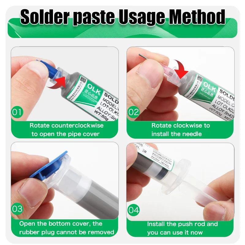 OLK Sn63Pb37 Solder Paste, Flux,Sn99.3cu0.7 Lead-Free Solder Paste Free Cleaning Is Widely Used In All Kinds Of Soldering