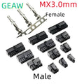 10Set Molex 3.0mm Plug-in Male Female Housing Terminals Connector 2*1/2/3/4/5/6/7/8/9/10/11/12P MX3.0mm Double Row Connector