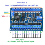 DC 12V/24V 16-input 16-output RS485 Remote Switch PLC IO Expansion Board with Modbus RTU Module Suitable for Smart Homes Etc.