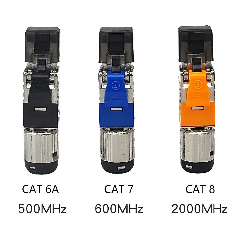 2/6/10Pcs RJ45 CAT6A Cat7 CAT8 Connectors Tool-Free Zinc Alloy Shielded 10G Ethernet Termination Plugs for 23AWG SFTP Cables