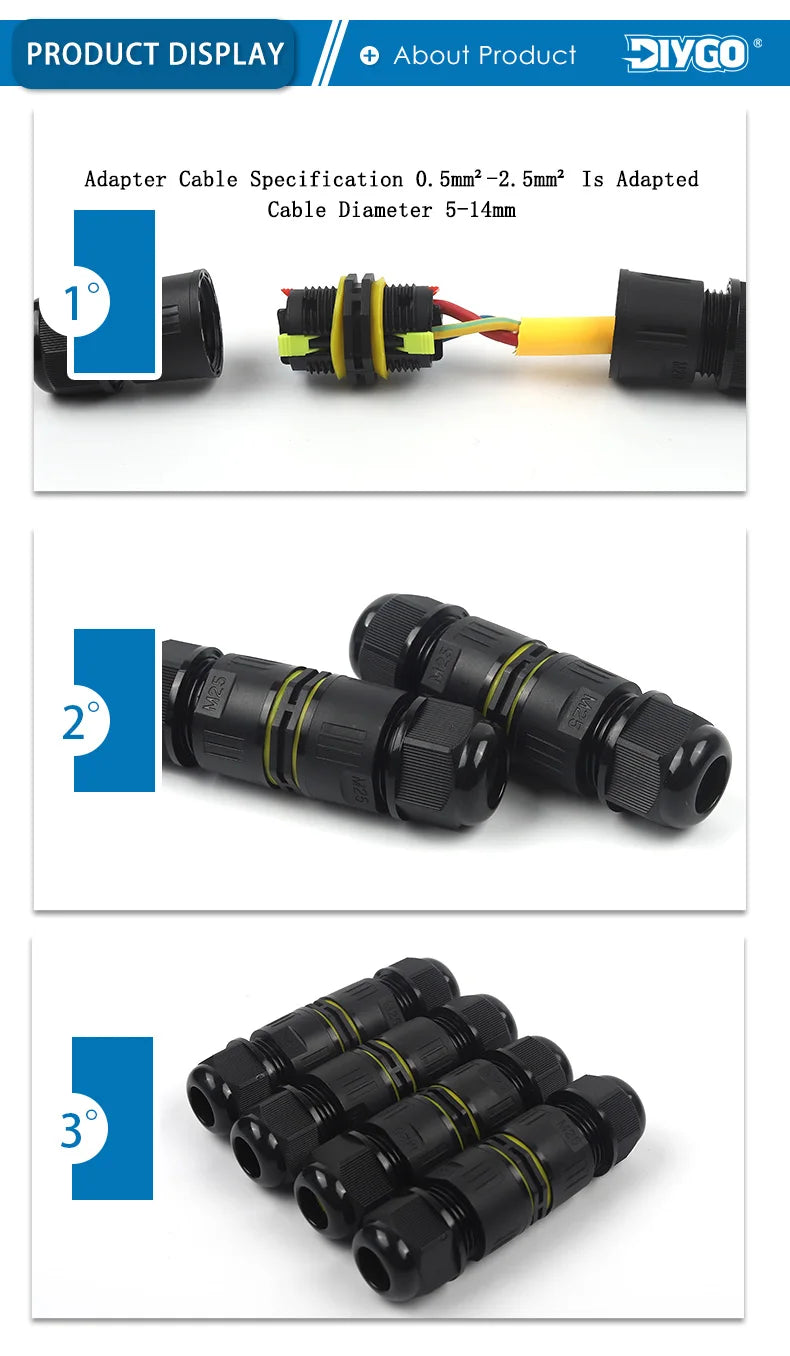 M25-2/3/4/5 Pin IP68 Push-In Spring Splice Terminal Blocks With Lever Quick Wire Connector Outdoor Waterproof Junction Box