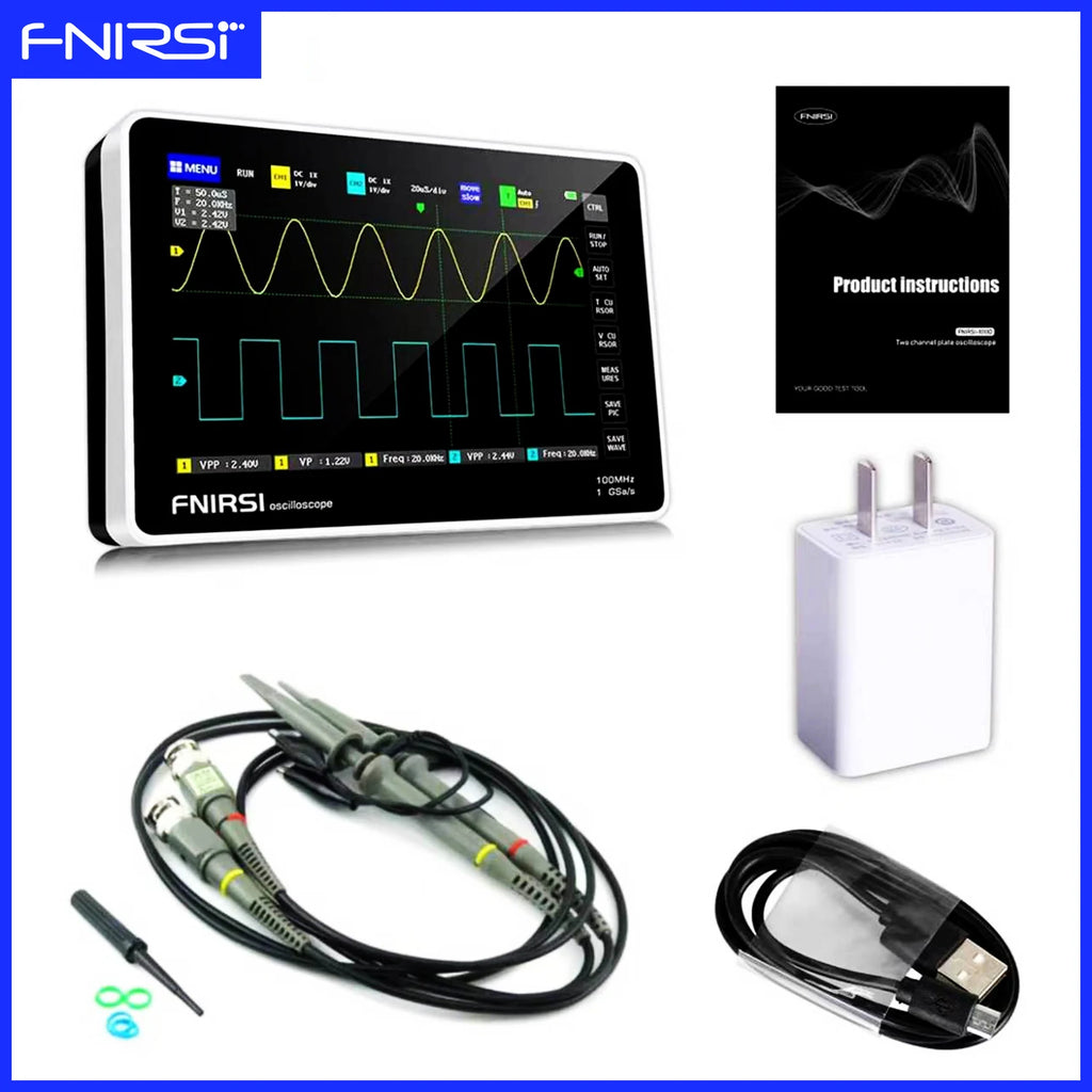 FNIRSI 1013D Digital Tablet Oscilloscope 2CH 100MHz BW 1GSa/s Sampling Rate 7 Inch Touchscreen for Electrical Repair Tools