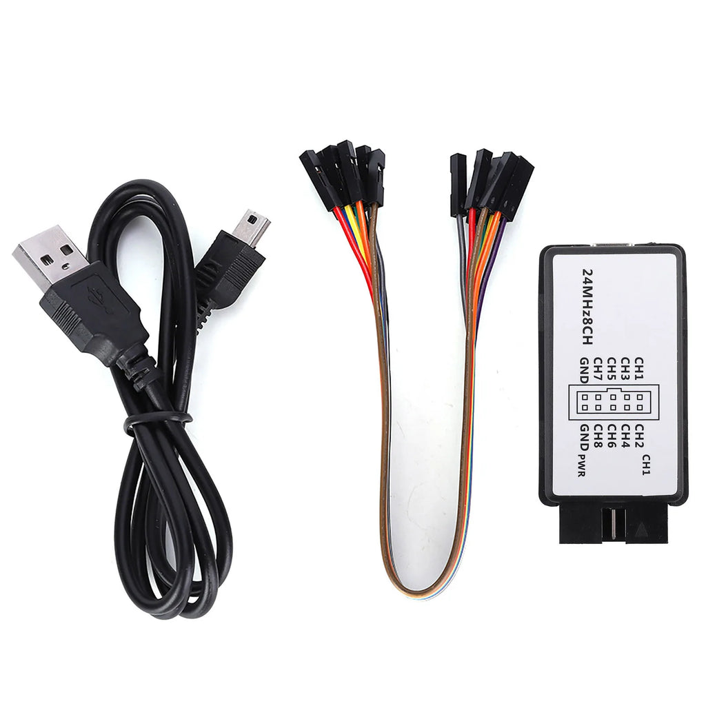 24M Logic Analyzer Portable Logic Analyzer LA1002 Mini Portable USB 5MHz 24M 8 Channel Logic Analyzer Device Set with Cables