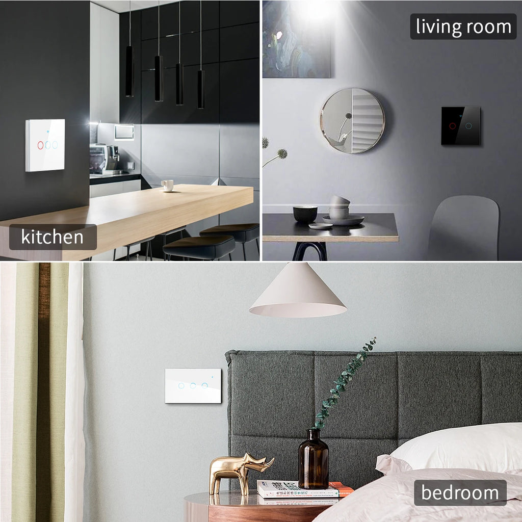 Melery Matter over WiFi Smart Light Wall Switch Touch Sensor Glass Panel Remoted Google/Apple Home Siri Alexa Homekit Smarttings