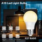 6/12/24 Pack Warm White 3000K A19 E26 LED Bulb, 60 Watt Equivalent, 800 LM, 80+CRI, E26 Head, Efficient 9W White LED Bulb for  bedrooms, living rooms ， kitchens，
