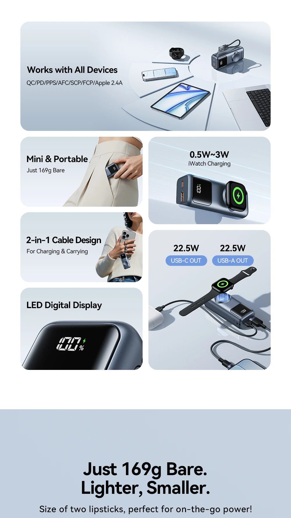 Vention 10000mAh Mini Power Bank 22.5W Fast Charging for iPhone 17 16 Magnetic Wireless Charger for Apple Watch Series 11 10 9