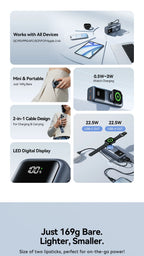 Vention 10000mAh Mini Power Bank 22.5W Fast Charging for iPhone 17 16 Magnetic Wireless Charger for Apple Watch Series 11 10 9