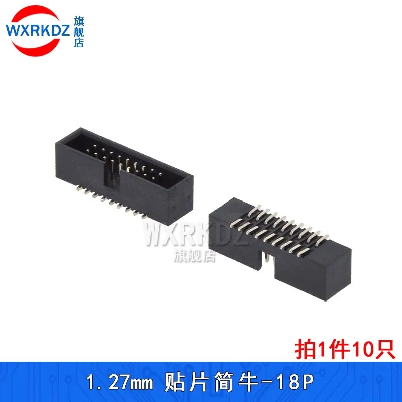 10pcs 1.27mm Pitch 6 8 10 14 16 20 26 30 34 40 50 60 Pin SMT SMD Male Shrouded Box Header IDC Connector