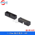 10pcs 1.27mm Pitch 6 8 10 14 16 20 26 30 34 40 50 60 Pin SMT SMD Male Shrouded Box Header IDC Connector