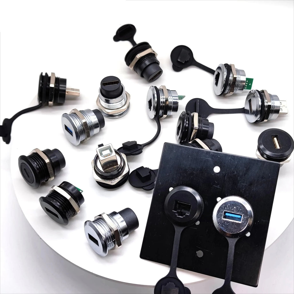 1Pcs Metal Round Socket Module D Type RJ45 Straight Through Network USB2.0 USB3.0 Connector Panel Mounting HDMI CAT6