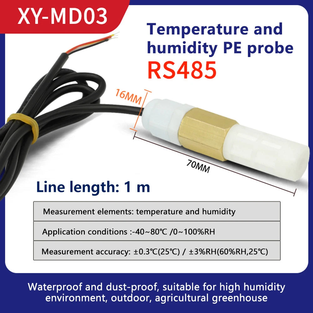 Digital Temperature Humidity Sensor Probe Transmitter Module RS485 RS 485 Modbus RTU Waterproof Indoor Detection & Acquisition