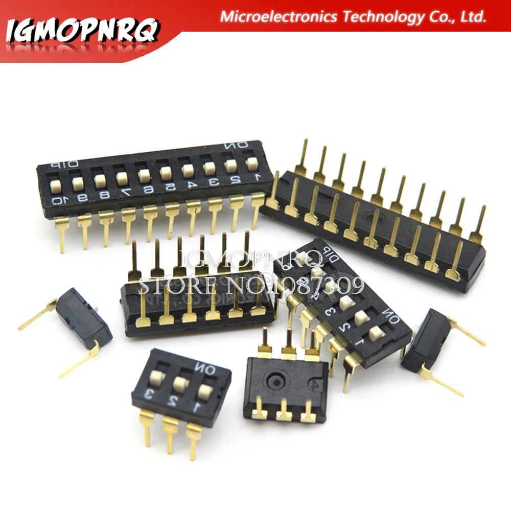 5PCS Toggle switch DIP SMD 1/2/3/4/5/6/8/10PIN ibuw slide switch socket 1 2 3 4 5 6 8 10 bits Pitch 2.54mm Black Snap Switch