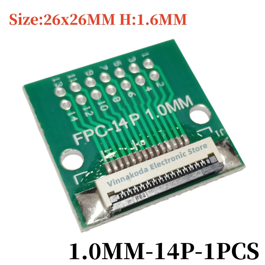 FFC/FPC Adapter Board with Soldered 1.0MM Flip Cover Lower Connector Straight or Bent Pins Available, 4/6/8/10/12/14/16/20/30P