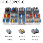 Electrical Wire Connector Set 48/62PCS 2/3/4/5/8 Port Lever Quick Splice Wire Connectors 32A 250V AWG28-12 0.08-4mm2 Storage Box