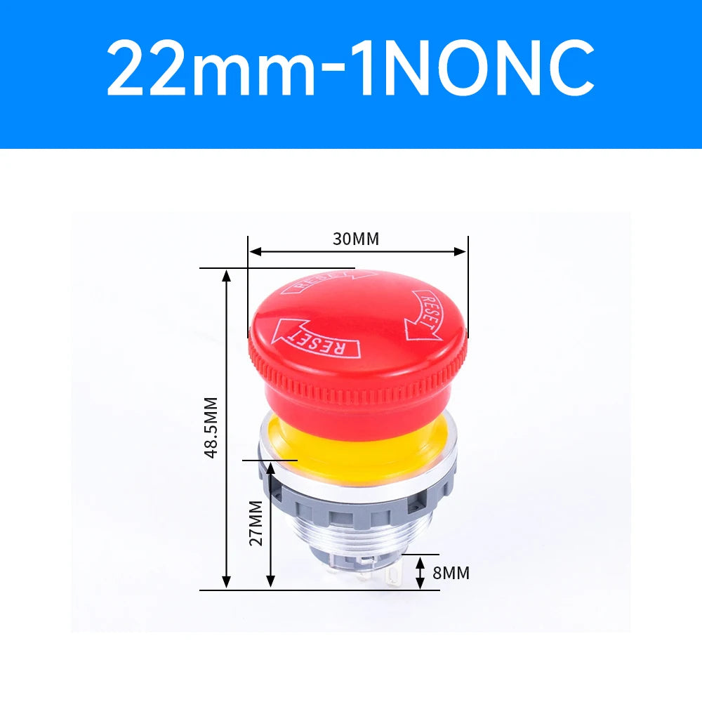 16mm 22mm Ultra Thin Plastic emergency stop button mushroom emergency switch self-locking stop charging pile power outage on off