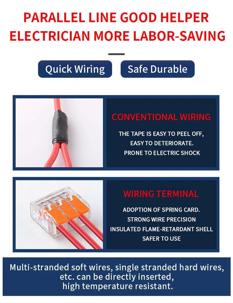 Mini Quick Lever Wire Connector Electrical Splicing Household 2/3/5 Ports Home Lighting Universal Terminal Blocks Led 0.2-6mm²