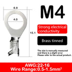 O-type Ground Lugs Terminal Cold-Pressed Copper Tab Wiring Nose Wire Lugs Crimp Wire Connector Eyelets Cable Connection Clamp