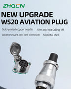 ZHQCN WS20 Connector 2 3 4 5 7 9 Pin Aviation Plug Socket Circular TQ ZQ Panel Mount Industrial Power Cable 500V 10A